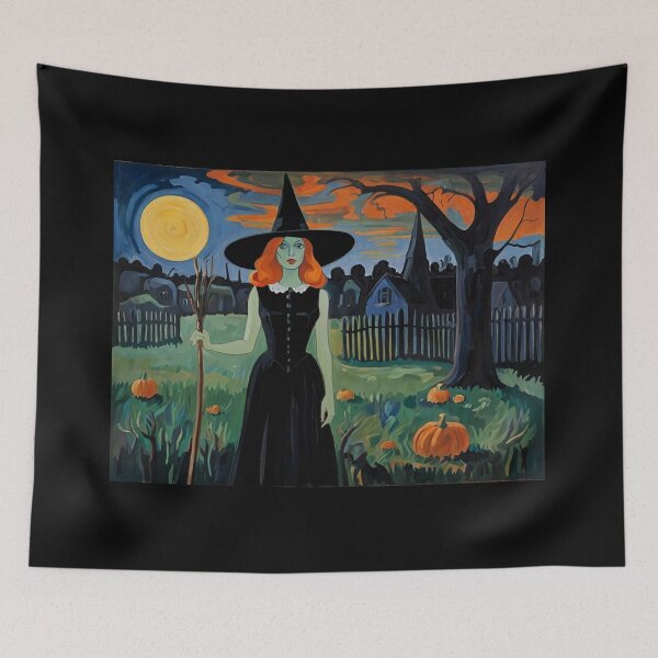 Item preview, Cool Halloween Witch painting artwork designed and sold by Vintage Designs +.