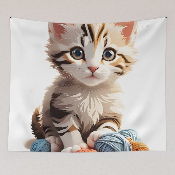 Item preview, Adorable kitten playing with yarn designed and sold by FluffyPeels.