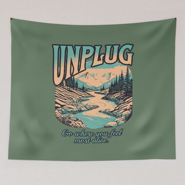 Item preview, Unplug - Go Where You Feel Most Alive - Hiking designed and sold by FarmOfCuties.