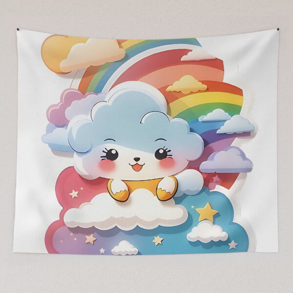 Item preview, Kawaii cloud with a rainbow designed and sold by FluffyPeels.