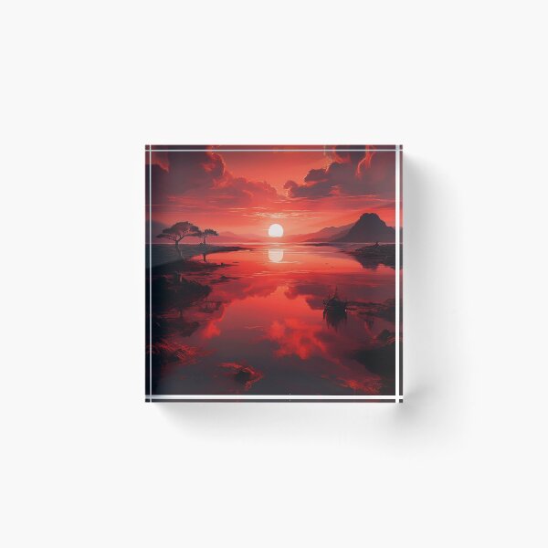Item preview, Fiery Red Sunset Reflection – Nature-Inspired Art designed and sold by RaiyaTees.
