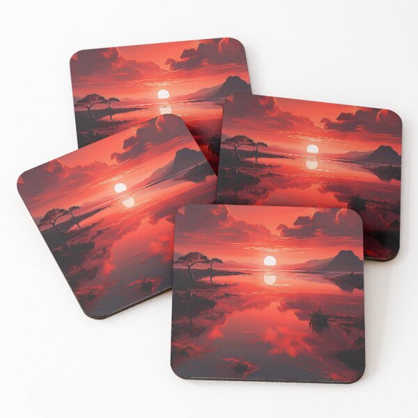 Item preview, Fiery Red Sunset Reflection – Nature-Inspired Art designed and sold by RaiyaTees.