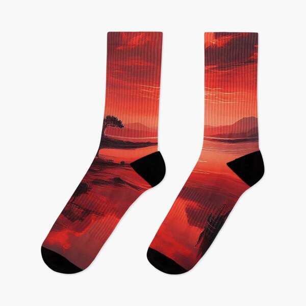 Item preview, Fiery Red Sunset Reflection – Nature-Inspired Art designed and sold by RaiyaTees.