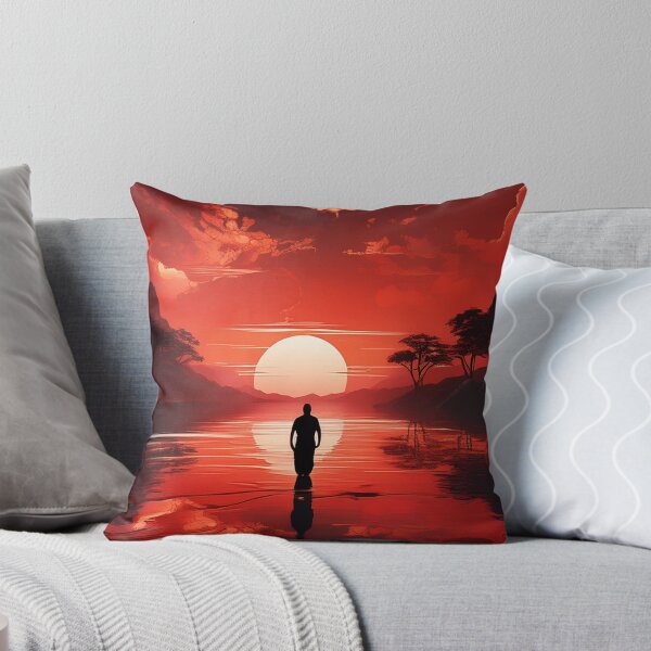 Item preview, Serene Sunset Over Fiery Waters – Vibrant Red Art designed and sold by RaiyaTees.