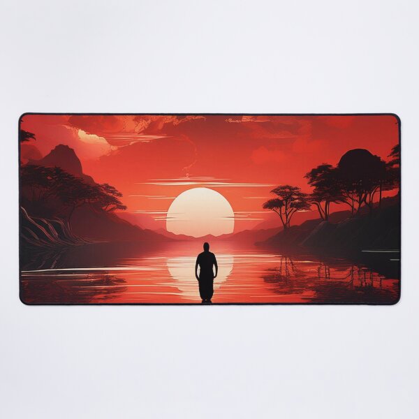 Item preview, Serene Sunset Over Fiery Waters – Vibrant Red Art designed and sold by RaiyaTees.