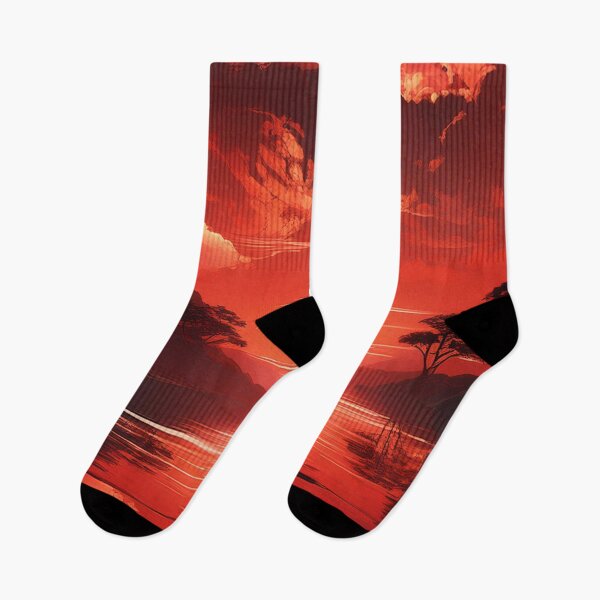 Item preview, Serene Sunset Over Fiery Waters – Vibrant Red Art designed and sold by RaiyaTees.