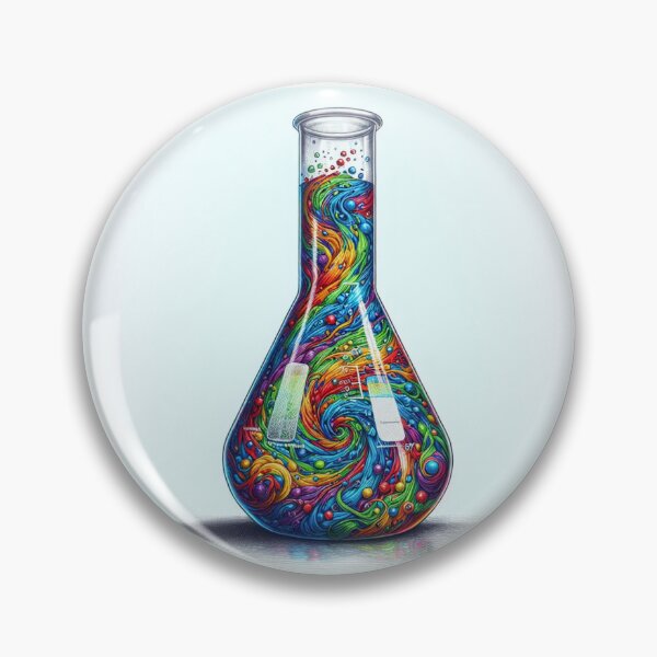 Item preview, A colorful lab Erlenmeyer flask with a white background designed and sold by Osher-BioArt.