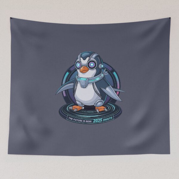 Item preview, The Future is Now: 2025 Awaits Cyber Penguin designed and sold by Verycutethings.