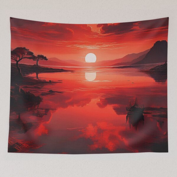 Item preview, Fiery Red Sunset Reflection – Nature-Inspired Art designed and sold by RaiyaTees.