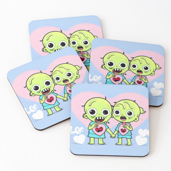 Item preview, Adorable Zombie Couple in Love with Heart-Shaped Sweets designed and sold by Cherry-Cat.