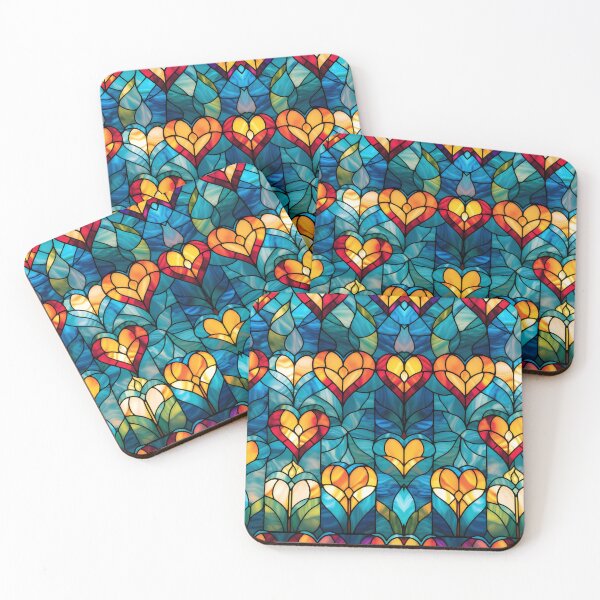Item preview, Colorful stained glass hearts designed and sold by NolineXpression.