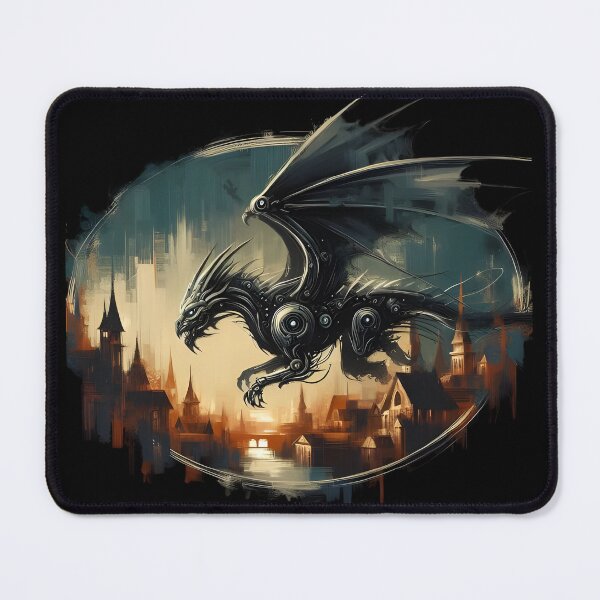 Item preview, Steampunk Dragon Over Vintage Cityscape designed and sold by IllumeInk.