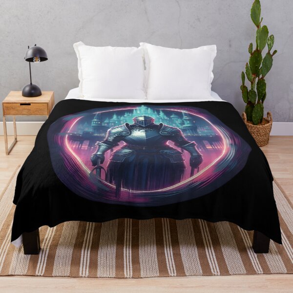 Item preview, Futuristic Knight in Neon Cityscape designed and sold by IllumeInk.