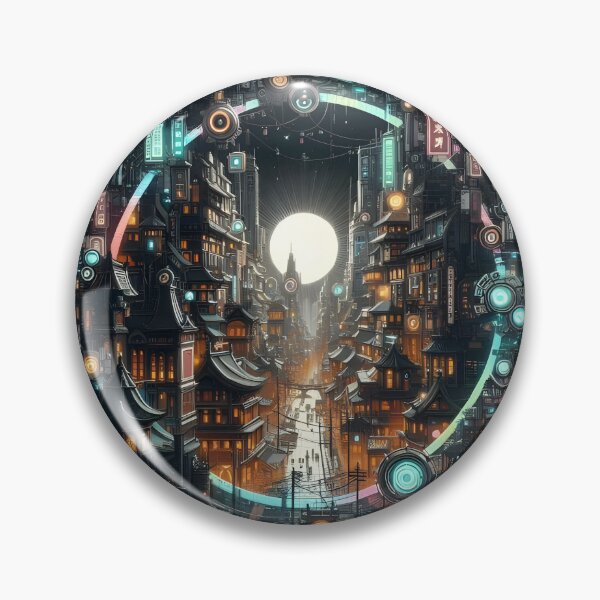 Item preview, Cyberpunk Moonrise Cityscape designed and sold by IllumeInk.
