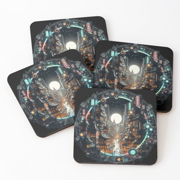 Item preview, Cyberpunk Moonrise Cityscape designed and sold by IllumeInk.