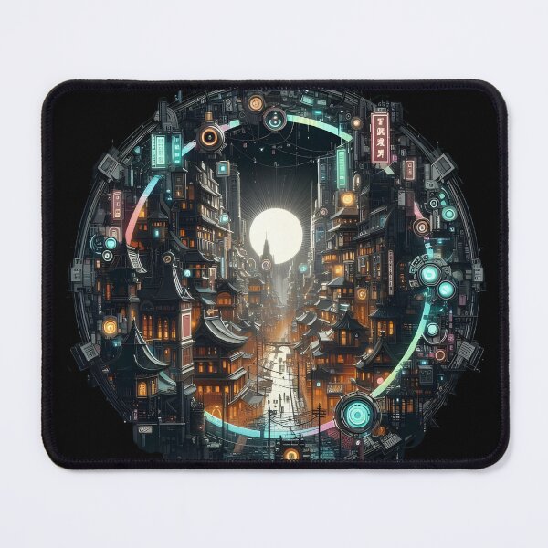 Item preview, Cyberpunk Moonrise Cityscape designed and sold by IllumeInk.