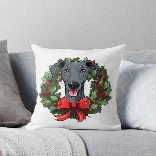 Item preview, Greyhound -  blue gray -  Christmas Wreath Dog designed and sold by wotsthis.