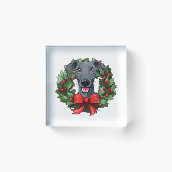 Item preview, Greyhound -  blue gray -  Christmas Wreath Dog designed and sold by wotsthis.