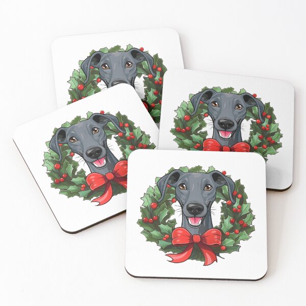 Item preview, Greyhound -  blue gray -  Christmas Wreath Dog designed and sold by wotsthis.