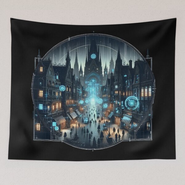 Item preview, Cyberpunk Cityscape Dome designed and sold by IllumeInk.