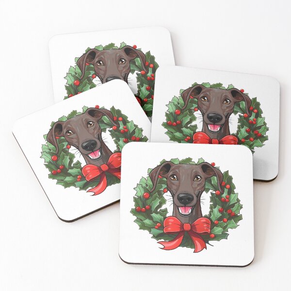 Item preview, Greyhound -  brindle -  Christmas Wreath Dog designed and sold by wotsthis.