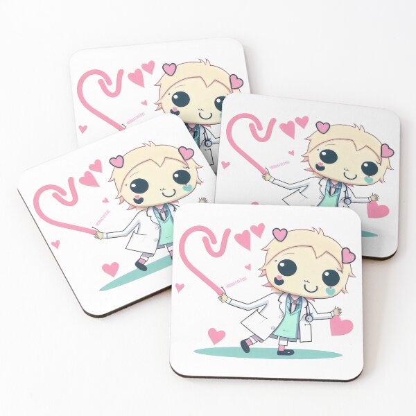 Item preview, Kawaii Doctor Spreading Love with Hearts Illustration designed and sold by Cherry-Cat.