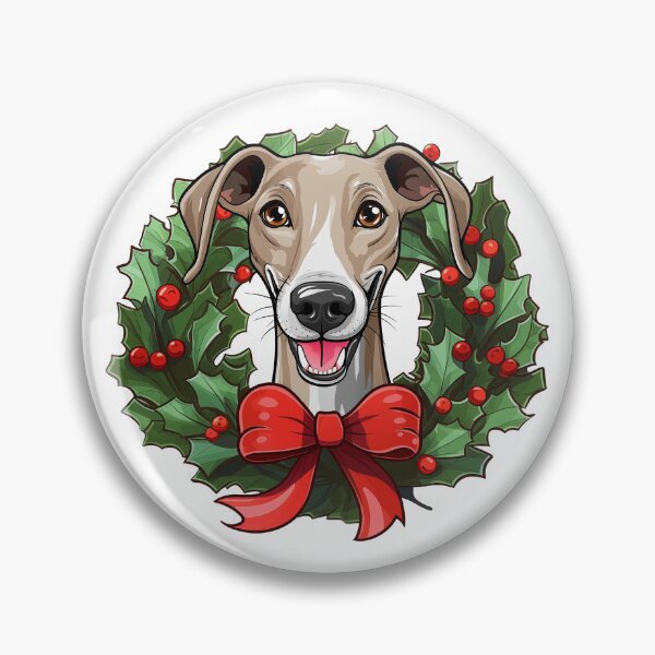 Item preview, Greyhound -  fawn and white -  Christmas Wreath Dog designed and sold by wotsthis.