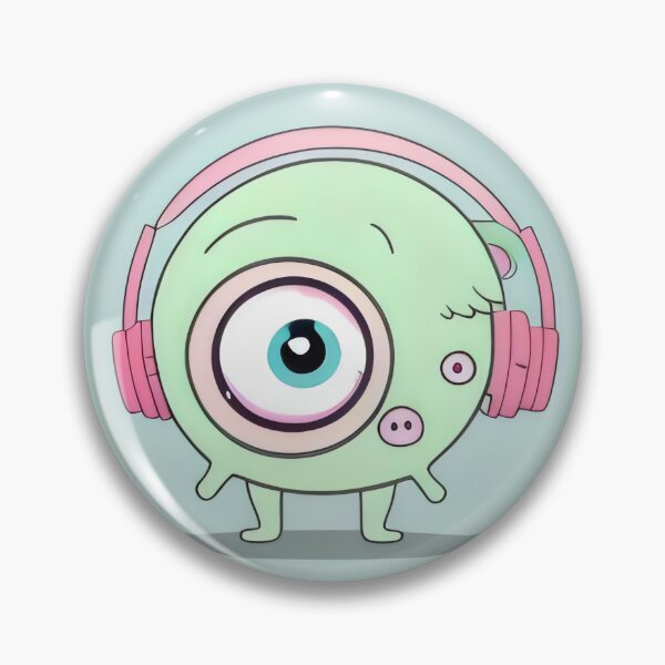 Item preview, Adorable Cyclops Monster with Headphones and Heart Illustration designed and sold by Cherry-Cat.