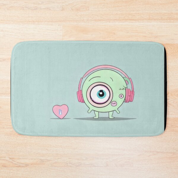 Item preview, Adorable Cyclops Monster with Headphones and Heart Illustration designed and sold by Cherry-Cat.