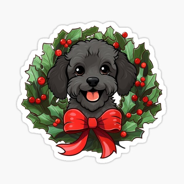 Item preview, Poodle -  black -  Christmas Wreath Dog designed and sold by wotsthis.