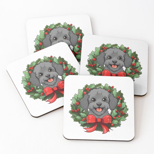 Item preview, Poodle -  gray -  Christmas Wreath Dog designed and sold by wotsthis.