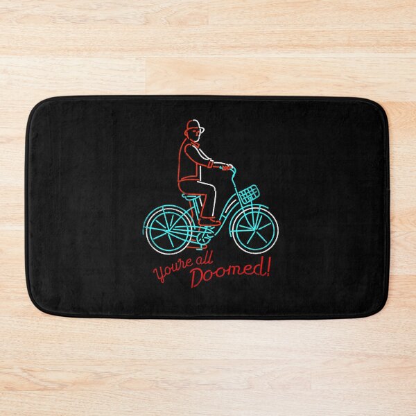 Item preview, You're all doomed - Friday the 13th, man riding bike, neon retro designed and sold by therocketman.