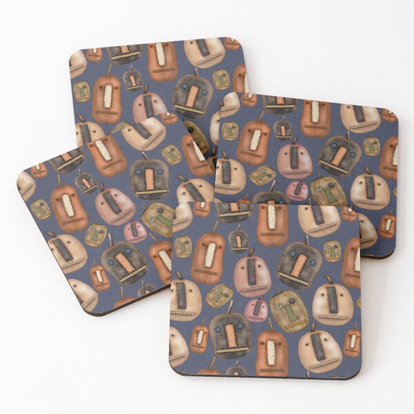 Item preview, Prim Pumpkins on Blue Linen Look Fabric designed and sold by CheriesArt.