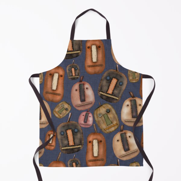 Item preview, Prim Pumpkins on Blue Linen Look Fabric designed and sold by CheriesArt.