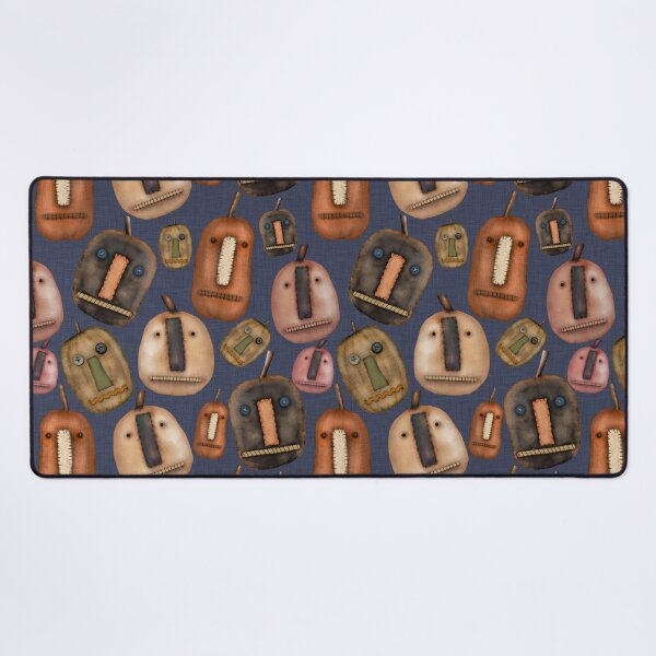 Item preview, Prim Pumpkins on Blue Linen Look Fabric designed and sold by CheriesArt.