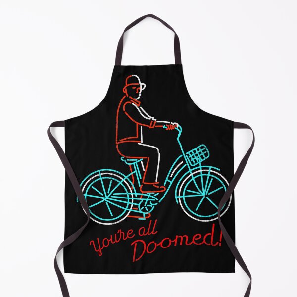 Item preview, You're all doomed - Friday the 13th, man riding bike, neon retro designed and sold by therocketman.