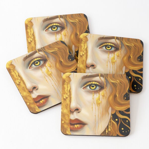 Item preview, Redreamed Golden Freya Tears with open eye, Gustav Klimt Style designed and sold by EmeraldeaArt.