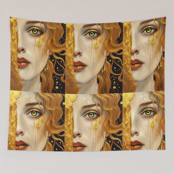 Item preview, Redreamed Golden Freya Tears with open eye, Gustav Klimt Style designed and sold by EmeraldeaArt.