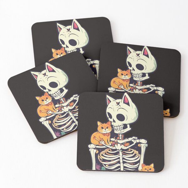 Item preview, Skeleton Hugging Cat Halloween Cat Lover Cat Mom Dad T-Shirt designed and sold by Global Wave Designs.