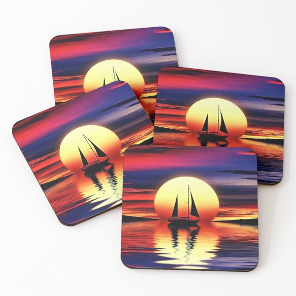 Item preview, Colorful Tropical Sunset scene, African Artwork, Afro art designed and sold by Afrocarribe.