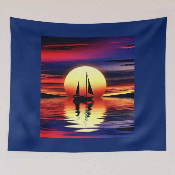Item preview, Colorful Tropical Sunset scene, African Artwork, Afro art designed and sold by Afrocarribe.