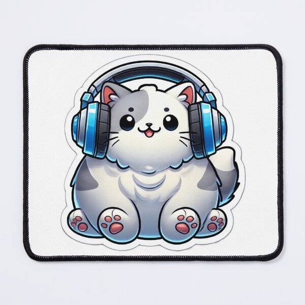 Vista previa del artículo con la obra «GATO CON AURICULARES», diseñado y vendido por Ethernalsticker.