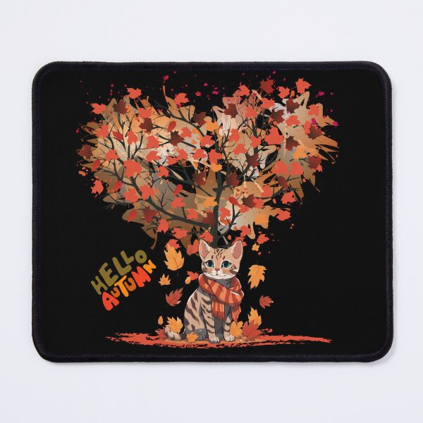 Item preview, Cat Leaf Fall Tree Hello Autumn.Bengal Cat. designed and sold by JAGA-ALIME.