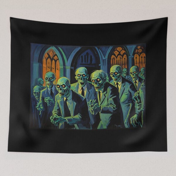 Item preview, Crypt of the Zombies cool halloween art after Raoul Dufy designed and sold by Vintage Designs +.