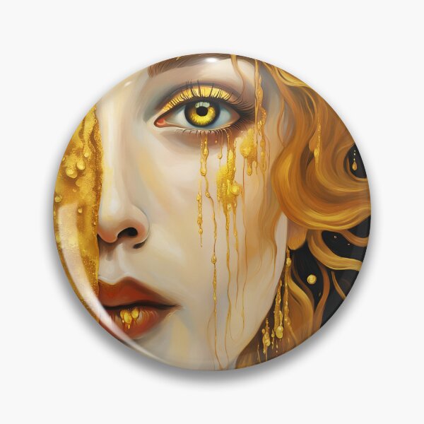 Item preview, Squared format Redreamed Golden Freya Tears with open eye, Gustav Klimt Style designed and sold by EmeraldeaArt.