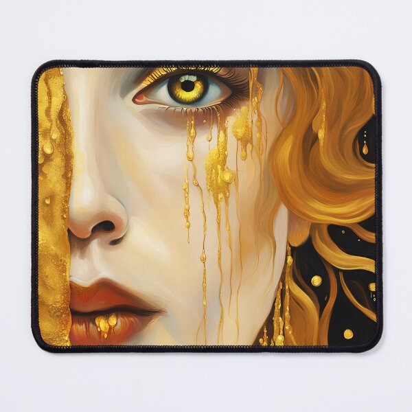 Item preview, Squared format Redreamed Golden Freya Tears with open eye, Gustav Klimt Style designed and sold by EmeraldeaArt.