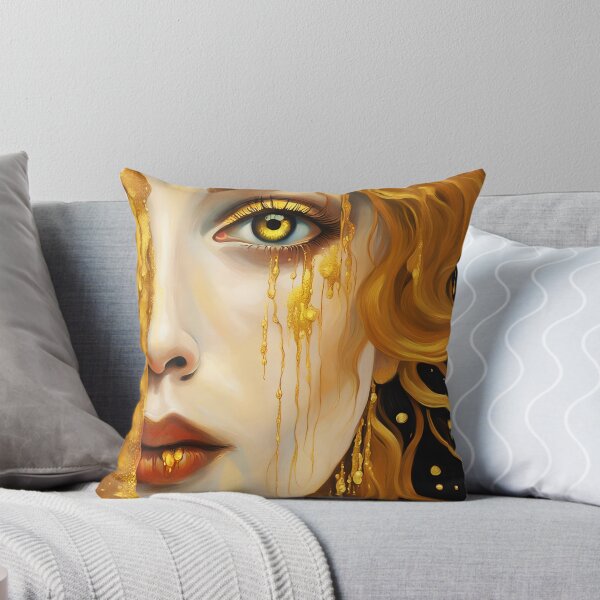 Item preview, Squared format Redreamed Golden Freya Tears with open eye, Gustav Klimt Style designed and sold by EmeraldeaArt.