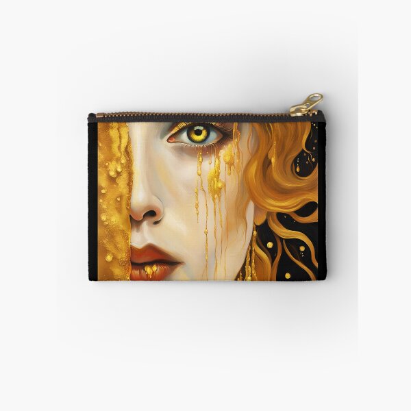 Item preview, Squared format Redreamed Golden Freya Tears with open eye, Gustav Klimt Style designed and sold by EmeraldeaArt.