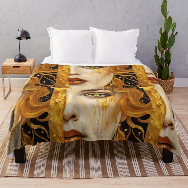 Item preview, Squared format Redreamed Golden Freya Tears with open eye, Gustav Klimt Style designed and sold by EmeraldeaArt.