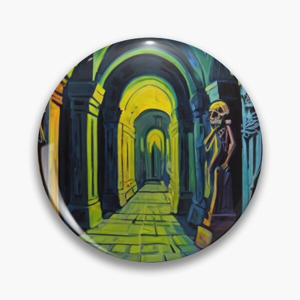 Item preview, Abandoned crypt of the Zombies cool halloween art after Raoul Dufy designed and sold by Vintage Designs +.